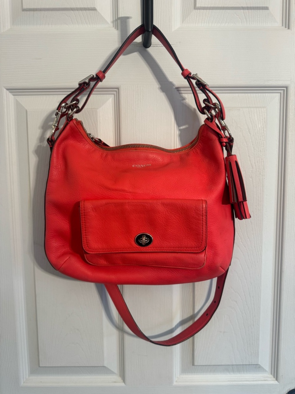Coach Legacy Leather Courtenay Hobo bag in Bright Coral